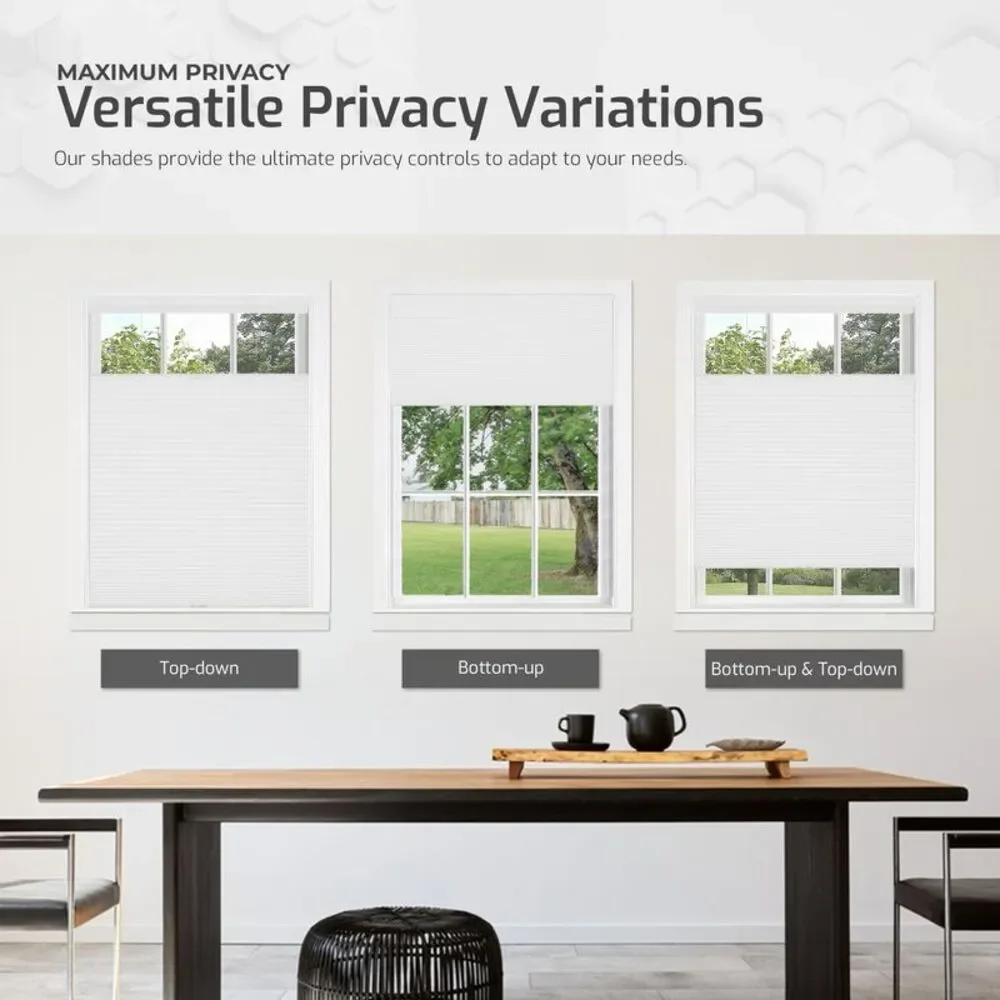 Cordless Window Blinds Cellular Top-Down Bottom-Up Honeycomb Pleated 3/8